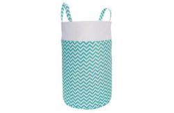 HOME 65 Litre Chevron Laundry Basket - Turquoise
